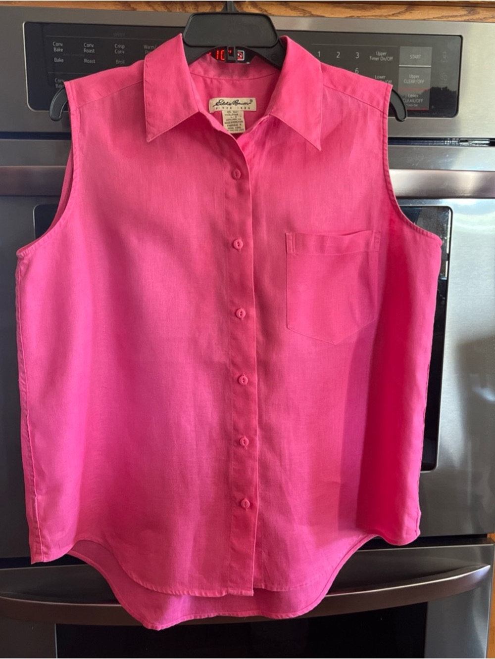 Eddie Bauer Bright Pink Sleeveless Button-Up Blouse